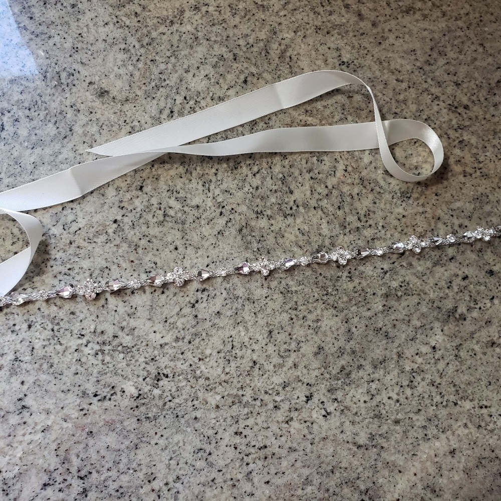 Rhinestone wedding belt with sash
